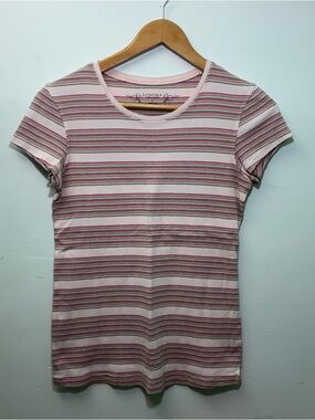 Sonoma Pink & Green Striped Short Sleeve Tee